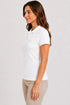 Women's 280 GSM Bio-Washed Cotton Polo T-Shirt - White / Tonal Gray Border side view