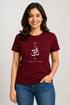 Rare Mode women's Om yoga regular fit T-shirt in Maroon, front view