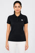 Women's Premium Cotton Polo T-Shirt - Black front view