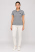Women's Premium Cotton Polo T-Shirt - Heather Grey full view