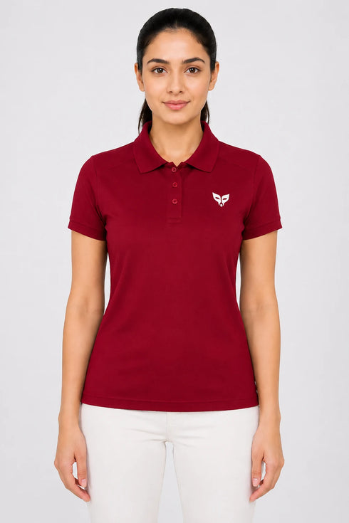 Women's Premium Cotton Polo T-Shirt - Red front view
