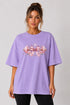 Women's purple fitness bow oversized T-shirt front view