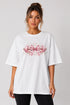 Women's white fitness bow oversized T-shirt front view