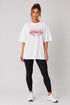 Women's white fitness bow oversized T-shirt full model view