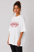 Women's white fitness bow oversized T-shirt side view