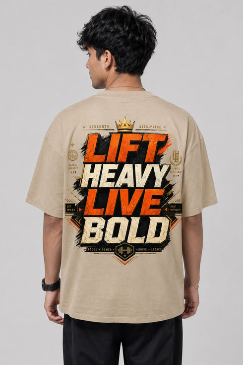 Lift Heavy Live Bold Oversized Graphic T-Shirt Rare Mode