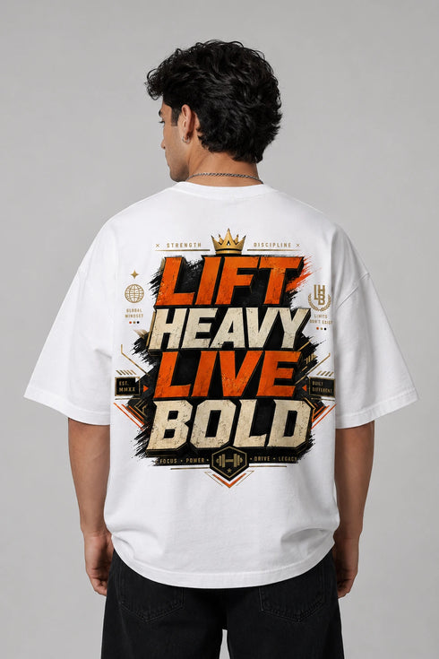 Lift Heavy Live Bold Oversized Graphic T-Shirt Rare Mode
