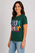 Women's Summer Vibes Premium Cotton T-Shirt - Dark Green - Side View