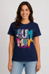 Women's Summer Vibes Premium Cotton T-Shirt - Navy - Front View