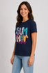Women's Summer Vibes Premium Cotton T-Shirt - Navy - Side View