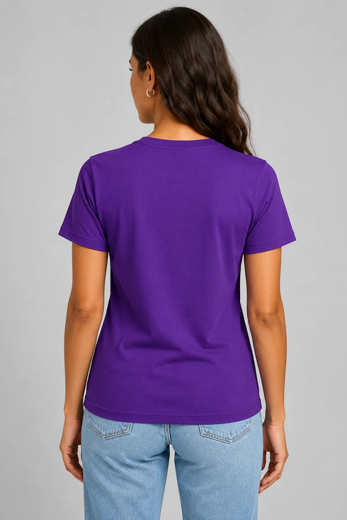 Women's Summer Vibes Premium Cotton T-Shirt - Purple - Back View