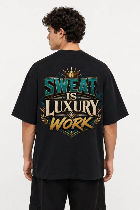 Sweat Is Luxury Work Oversized Graphic T-Shirt Rare Mode - Sweat Is Luxury Work Black Back