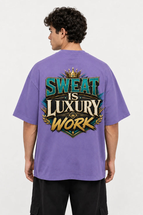 Sweat Is Luxury Work Oversized Graphic T-Shirt Rare Mode - Sweat Is Luxury Work Purple Back