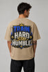 Train Hard Stay Humble Oversized Graphic T-Shirt Rare Mode - Train Hard Stay Humble Beige Back