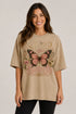 Wild Like A Butterfly Oversized T-Shirt for Women in Beige oversized fit on women model