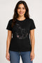 Women's Gentle Touch Cat Love Premium Cotton Regular Fit T-Shirt - Black - Front View