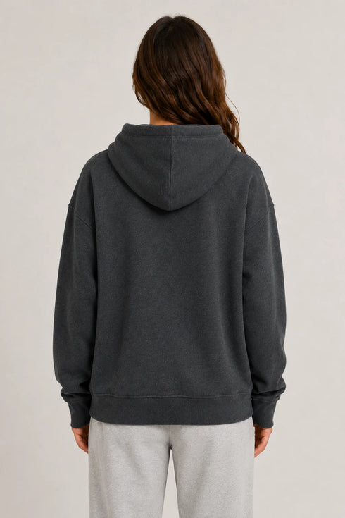 Women Premium Cotton Zip Hoodie - Black back view