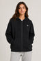 Women Premium Cotton Zip Hoodie - Black front view