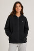 Women Premium Cotton Zip Hoodie - Black front view