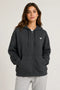 Women Premium Cotton Zip Hoodie - Charcoal Grey front view