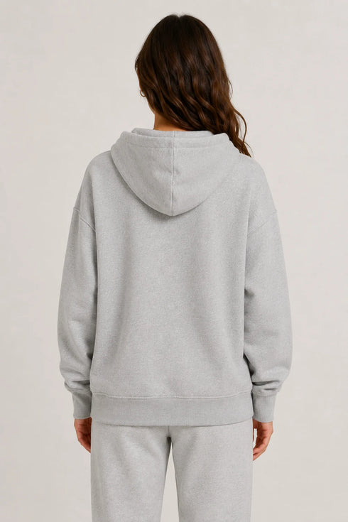 Women Premium Cotton Zip Hoodie - Light Grey back view