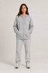 Women Premium Cotton Zip Hoodie - Light Grey full view