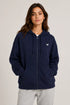 Women Premium Cotton Zip Hoodie - Navy Blue front view