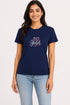 Women's I Love Yoga Premium Cotton Regular Fit T-Shirt - Navy Blue - Front View