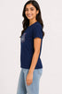 Women's I Love Yoga Premium Cotton Regular Fit T-Shirt - Navy Blue - Side View