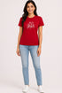 Women's I Love Yoga Premium Cotton Regular Fit T-Shirt - Red - Full View