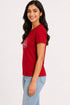 Women's I Love Yoga Premium Cotton Regular Fit T-Shirt - Red - Side View