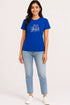 Women's I Love Yoga Premium Cotton Regular Fit T-Shirt - Royal Blue - Full View