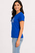 Women's I Love Yoga Premium Cotton Regular Fit T-Shirt - Royal Blue - Side View