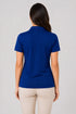 Deep Blue women microfibre Dri Fit premium cotton polo T-shirt back view