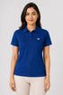Deep Blue women microfibre Dri Fit premium cotton polo T-shirt front view
