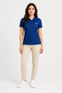 Deep Blue women microfibre Dri Fit premium cotton polo T-shirt full view