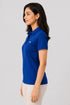 Deep Blue women microfibre Dri Fit premium cotton polo T-shirt side view