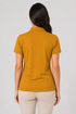 Mustard Yellow women microfibre Dri Fit premium cotton polo T-shirt back view