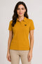 Mustard Yellow women microfibre Dri Fit premium cotton polo T-shirt front view