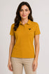 Mustard Yellow women microfibre Dri Fit premium cotton polo T-shirt front view