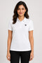 White women microfibre Dri Fit premium cotton polo T-shirt front view
