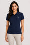 Navy Blue women microfibre Dri Fit premium cotton polo T-shirt front view