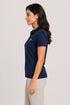 Navy Blue women microfibre Dri Fit premium cotton polo T-shirt side view