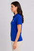 Royal Blue women microfibre Dri Fit premium cotton polo T-shirt side view