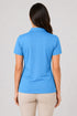 Sky Blue women microfibre Dri Fit premium cotton polo T-shirt back view