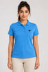 Sky Blue women microfibre Dri Fit premium cotton polo T-shirt front view