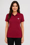 Maroon women microfibre Dri Fit premium cotton polo T-shirt front view
