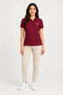 Maroon women microfibre Dri Fit premium cotton polo T-shirt full view