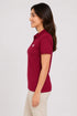 Maroon women microfibre Dri Fit premium cotton polo T-shirt side view