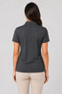 Charcoal Grey women microfibre Dri Fit premium cotton polo T-shirt back view